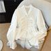 Women's Clothing Women's White Bell Sleeve V Neck Ruffled Blouse Romantic French Style High End Fashion Youthful Top_ecoleips.com