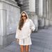 New Foreign Trade European And American Women's Clothing Street Fashion Long-sleeved Hooded Lace-up Sports Cardigan Shorts Two-piece Suit Women_ecoleips.com