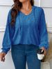 Plus Size Women's V-Neck Hooded Long Sleeve T-Shirt – Ribbed Brushed Fleece Top For Fall & Winter_ecoleips.com