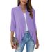 Women's Clothing Solid Color Cardigan Coat 3/4 Sleeve Ruffle Top Coat Cardigans_ecoleips.com