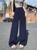 K Wide Legged Women's Slim High Waisted Suit Straight Leg Casual Pants_ecoleips.com
