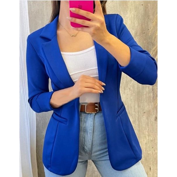 Autumn Monochrome Simple Long-Sleeved Suit Collar Jacket For Women_ecoleips.com