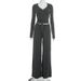Women's Autumn Solid Color Casual Basic Long Sleeved Top with Snap Buttons And Drawstring Trousers Set European And American Style_ecoleips.com