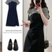 Two-piece Illusion Waist-cinching Plus-size, With Spliced Design That Creates A Slimming Effect, Small Black Dress For_ecoleips.com