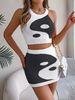 Women's Clothing Color Belly Baring Tops And Hip Skirts Knitted Suits_ecoleips.com