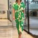 Women's Clothing High Waist Long Shirt Dress Autumn Fashion Printed Lapel Short Sleeve_ecoleips.com