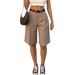 Women's High-Waisted Double Pleated Suit Trousers Casual Commuter Style Spring Summer_ecoleips.com