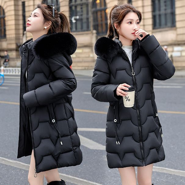 Women's Detachable Hood Longline Puffer Coat Winter Warm Thickened Trench Jacket Slim Fit Fashion Outerwear_ecoleips.com