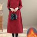 Chinese-style Diagonal-collar Cotton-linen Jacquard Cheongsam Dress For Women, Winter Fleece-lined Thickened Tea Dress,_ecoleips.com