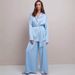 Simulated Silk Loose Long Sleeve Nightgown Pants Pajama Set European And American Autumn New Women's Homewear_ecoleips.com