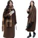 Women's Long Wool Blend Coat - Korean Style Oversized Trench Coat With V-Neck, Elegant Loose Fit Spring Fall Outerwear In Beige, Black, Camel & More_ecoleips.com
