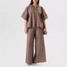 Trendy Hooded Top & Relaxed Pants Set – Breathable Polyester, Casual Chic (S-5XL, 4 Neutral Colors)_ecoleips.com
