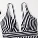 Women's Clothing One Piece Swimsuit V Neck Backless Sweet Striped Bikini Swimwear Regular Fit Summer Polyester Sexy Style_ecoleips.com