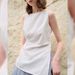 High Quality Women's Sleeveless Cotton And Linen Top Unique Asymmetrical Slits And Pleats Design for Summer Clearance Sale_ecoleips.com