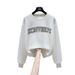 Women's Autumn/Winter Thick Sweatshirt Crew Neck Fleece Lined Loose Fit American Retro High End Feel Petite Top 2023 New Style_ecoleips.com
