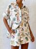 K Fashionable And Personalized Fish Print Short Sleeved Vacation Style Casual Drawstring Set_ecoleips.com