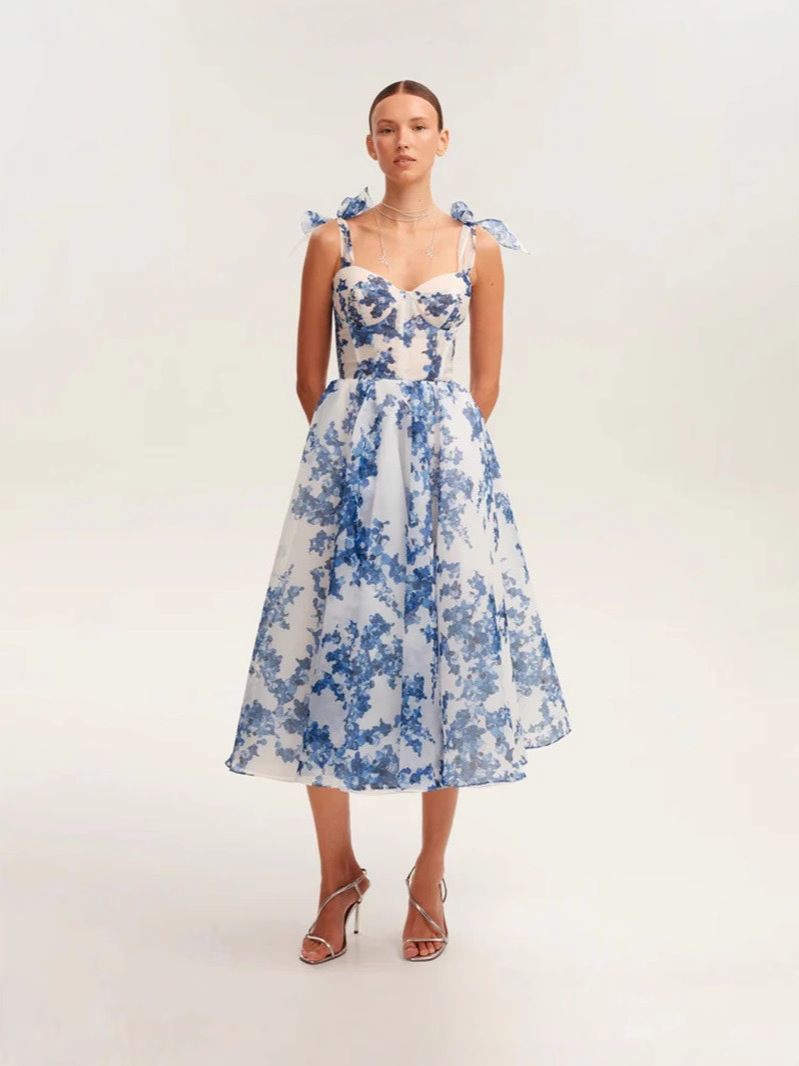 Women's Clothing New Slit Hot Stamping Dress Long Skirt Evening Dress New_ecoleips.com