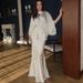 Women's Floral Print Batwing Sleeve Dress Set With Tie Waist – Elegant Long Sleeve Tunic & Maxi Skirt Outfit, Polyester Spandex Blend, Wrinkle-Free_ecoleips.com