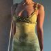 Women's Clothing Women's V Neck Low Cut Camisole Ruffled Floral Print Skirt Set European American Fashion_ecoleips.com