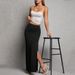 Women's Clothing Slimming Midi Skirt For Women Style Commuter Elegant Versatile Long Skirt With Slit For Summer_ecoleips.com