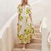 2025 Spring/Summer New Women's Slim Fit Large Swing Chiffon Printed Beach Vacation Deep V Long Dress_ecoleips.com