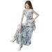 Summer 2025 New Bohemian Women, Waist-Cinching, Tie-Waist, Slimming, Chiffon Dress For Beach Vacation_ecoleips.com