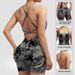 Aria Basics Aria Basics Cross-Border European And American Style Vest Yoga Shorts Sexy Bodycon One-Piece New Sports Bodysuit_ecoleips.com