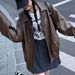 Aria Basics Maillard American-style Swe And Cool Outfit, Brown Leather Jack, Windproof, Loose-fitting, American Rro Biker_ecoleips.com