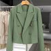 Women's Casual Blazer Jacket Short Slim Fit Autumn Office Workwear Stylish Double-Breasted Suit Coat_ecoleips.com