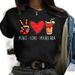 European American Women's Clothing, Base Shirt With Peace Love Theme, Short-sleeved Top For Women In Spring And Summer_ecoleips.com
