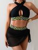 Women's 3-Piece Bikini Swimsuit Sexy Hollow Out Patchwork Design European And American Style Swimwear_ecoleips.com
