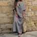 Popular New Cotton And Linen Dyed Striped Loose Dress_ecoleips.com