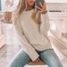 K New Round Neck Casual Long Sleeved Sweater Solid Color Versatile Split Top Sweater_ecoleips.com