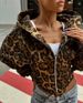 Women's Clothing Autumn Leopard Print Zipper Hooded Long Sleeve Splicing Irregular Waistband Design Street Fashion Sweater Cardigan_ecoleips.com