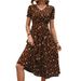 Real Shot In-stock Foreign Trade Cross-border 2025 New European American Floral Wrap Dress With Tie Waist And V-neck,_ecoleips.com