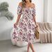 Real Shot Of Spring/summer European And American Off-shoulder Short-sleeve Floral Ruffle Maxi Vacation Dress._ecoleips.com