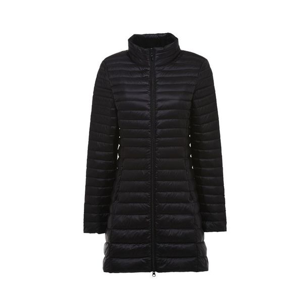 Women's Lightweight Down Jacket Winter Coat Slim Fit Mid-Length Warm Hooded Parka With White Duck Feather_ecoleips.com