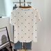 Women's Polka Dot Short Sleeve T-Shirt Heart Print round Neck Elegant Blouse Breathable Polyester Top_ecoleips.com