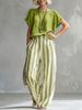 Women's Clothing 3D Patterned T-Shirt And Wide-Leg Pants Set, Batwing Sleeve Two-Piece Outfit For Casual Wear_ecoleips.com