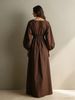 Women's Loose Fit V Neck Long Sleeve Solid Color Flowy Maxi Dress – Elegant Casual Resort Gown For Summer 2026_ecoleips.com