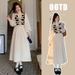 Autumn New Korean Fashion Sweater Patchwork Maternity Dress_ecoleips.com