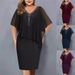 plus Size Women's Chiffon Patchwork Rhinestone Irregular mid Sleeve Dress 2023 New Cross Border Independent Website Q280_ecoleips.com