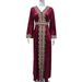 Modest Abaya Dress/Muslim Dress Women Elegant Dress With V-Neck & Embroidered Velvet For Women – Modest Long Sleeve Maxi Dress (Available In S-XXL)_ecoleips.com