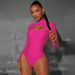 Voya Women's Spicy Style Sexy Hollow Jumpsuit For Spring And Autumn Wear, High Waisted Long Sleeved Rose Red Base Top_ecoleips.com