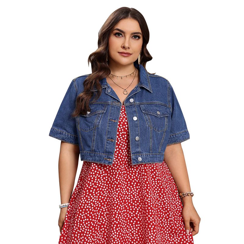 Plus Size Women's Denim Short Jacket Spring Summer Outerwear_ecoleips.com
