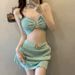 New Women's Sexy Swimsuit Set Two Piece Skirt Style Bikini Small Busts Hot Spring Vacations_ecoleips.com
