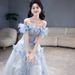 Blue Evening Dress For Women 2026 New Model, High-end, Luxurious, Niche Wedding Dress, Birthday, Adult Toast, Engagement_ecoleips.com