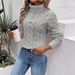 Aria Basics Aria Basics Fall/Winter 2025 Foreign Trade European And American Fashion Women's Solid Color Cable Knit Long Sleeve High Collar_ecoleips.com