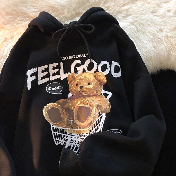 Women's Clothing Versatile Casual Hooded Jacket For Men And Women In Autumn And Winter Simple Bear Sweatshirt Couple Wear Loose_ecoleips.com