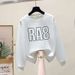 Women's Pure Cotton Sweatshirt 2023 Long Sleeve Thin Style for Spring And Autumn Petite round Neck Thickened Fleece Lined Jacket for Autumn And Winter_ecoleips.com